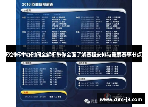 欧洲杯举办时间全解析带你全面了解赛程安排与重要赛事节点